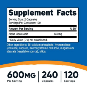 Cápsulas de ácido alfa lipoico Nutricost