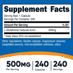 Cápsulas de glutatión Nutricost 500MG