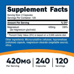 Magnesium Glycinate 240 Cap. - Nutricost Sabor Sin Sabor