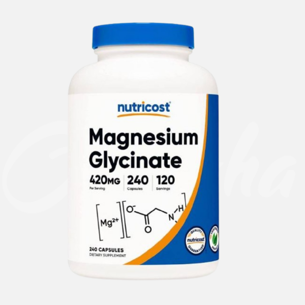 Magnesium Glycinate 240 Cap. - Nutricost Sabor Sin Sabor