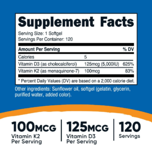 Nutricost Vitamina K2 + Vitamina D3 Cápsulas Blandas