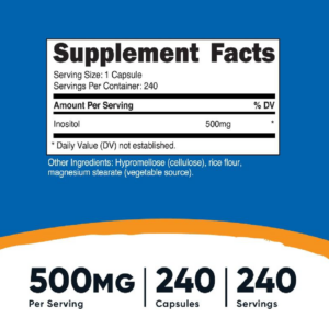 Cápsulas de inositol 500mg Nutricost